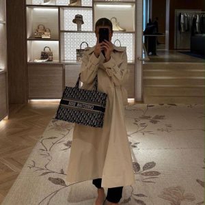 Christian Dior Book Tote (Blue Oblique Embroidery with Twilly/Scarf)