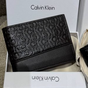 Calvin Klein Men's Embossed Monogram Bi-Fold Leather Wallet