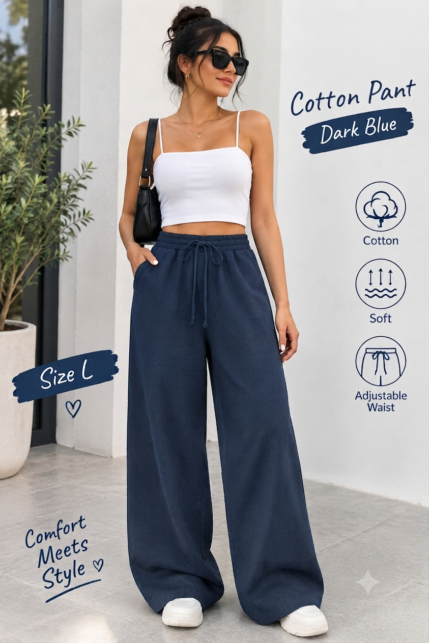 Dark Blue Cotton Pants