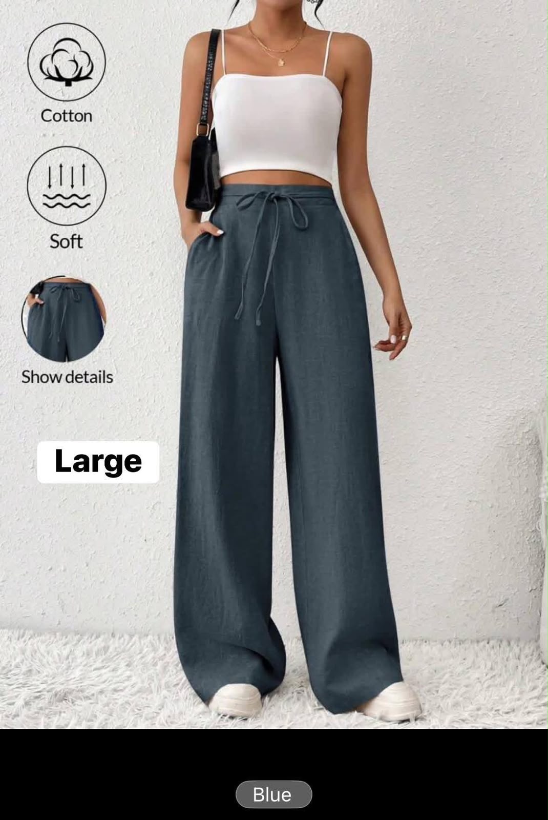 Dark Blue Cotton Pants - Image 2