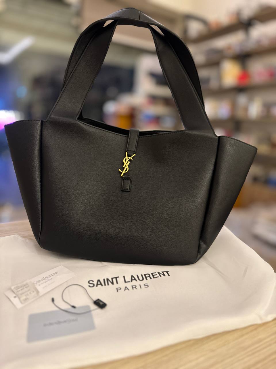 Saint Laurent Black Leather Tote Bag - Image 5