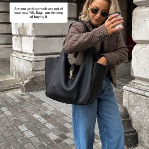 Saint Laurent Black Leather Tote Bag