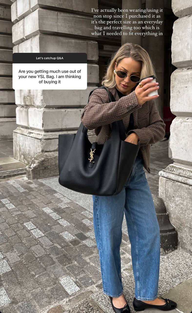 Saint Laurent Black Leather Tote Bag
