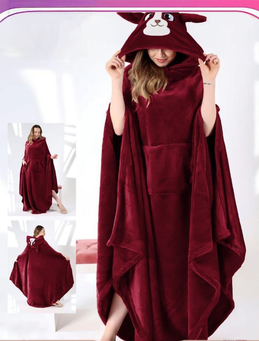 Plush Hooded Blanket (Snuggle Blanket with Pockets)