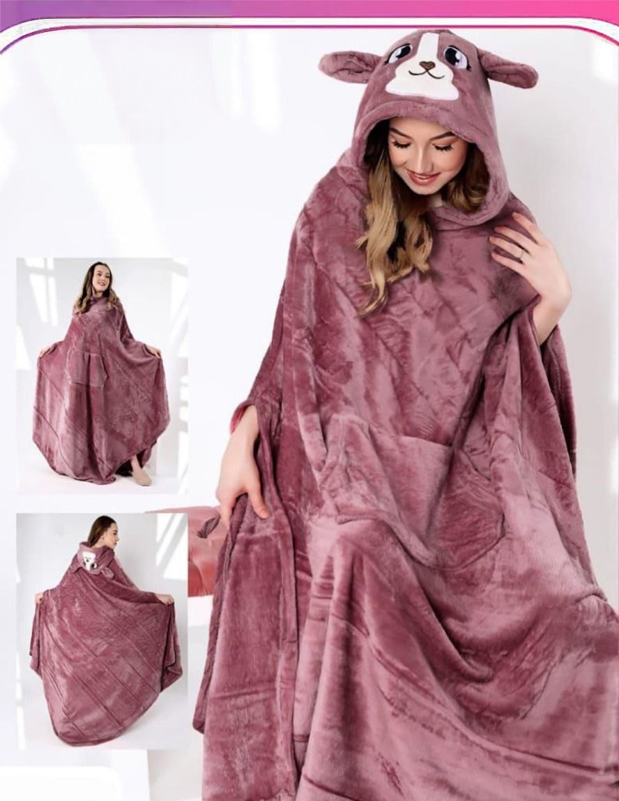 Plush Hooded Blanket (Snuggle Blanket with Pockets) - Image 3