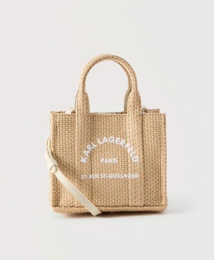 Karl Lagerfeld Mini Rue St-Guillaume Square Woven Tote Bag. - Image 2