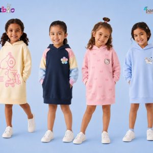 Peekaboo Girls Winter Fleece Hoodie Dress