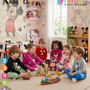 Kids Velvet Cartoon Character Pajama Set