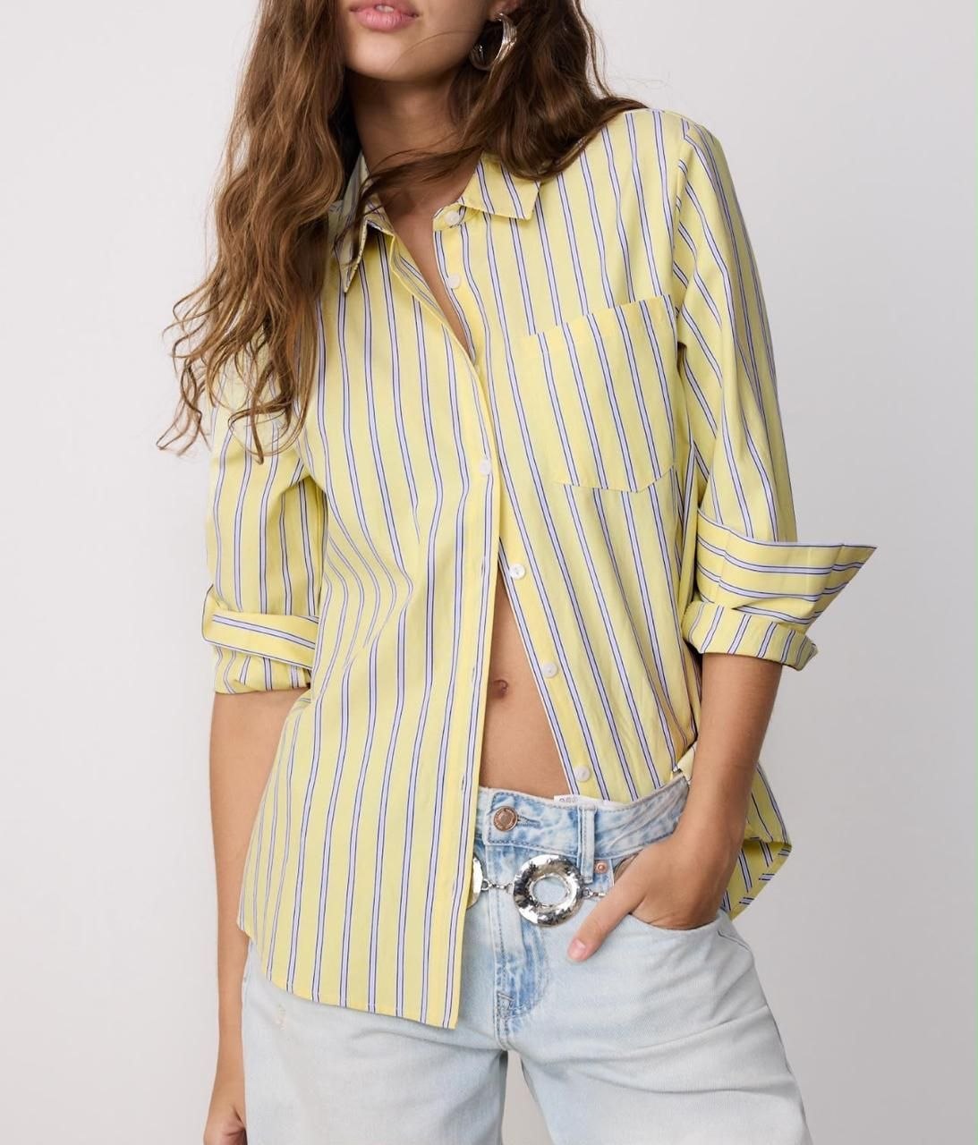 Pastel Striped Poplin Button-Down Shirt – Yellow & Lavender
