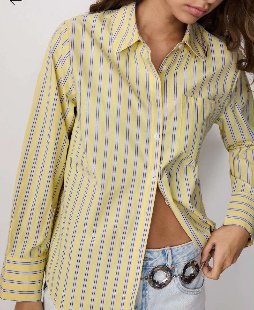 Pastel Striped Poplin Button-Down Shirt – Yellow & Lavender - Image 2