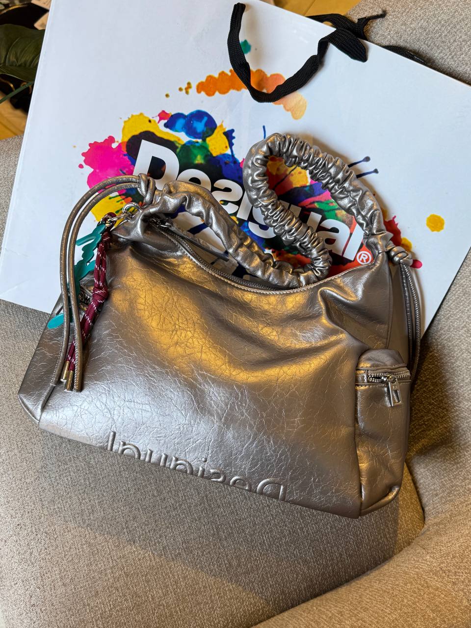 Desigual Metallic Hobo Bag - Image 2