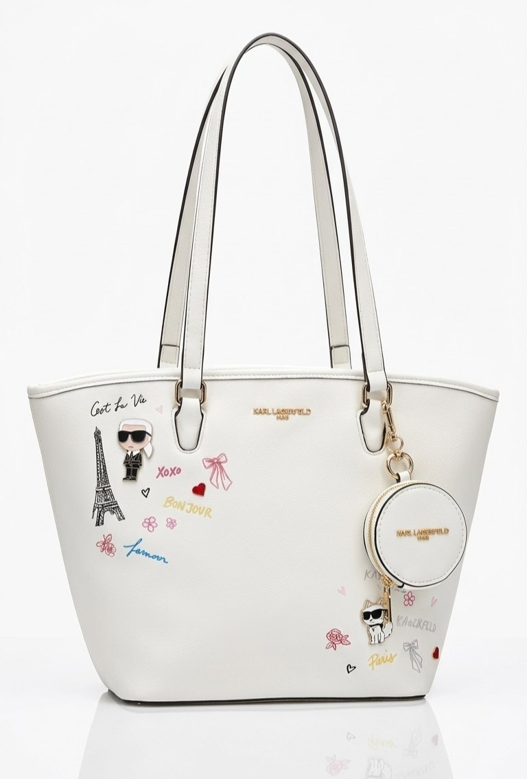 Karl Lagerfeld Paris Nouveau Tote Bag with Pouch Charm