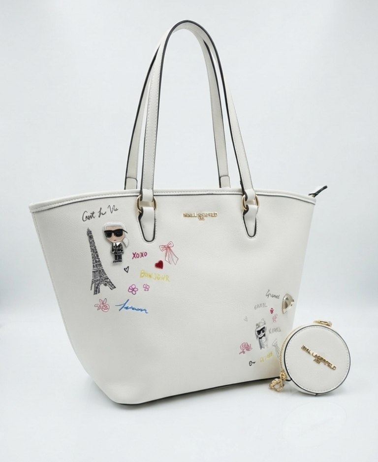 Karl Lagerfeld Paris Nouveau Tote Bag with Pouch Charm - Image 3