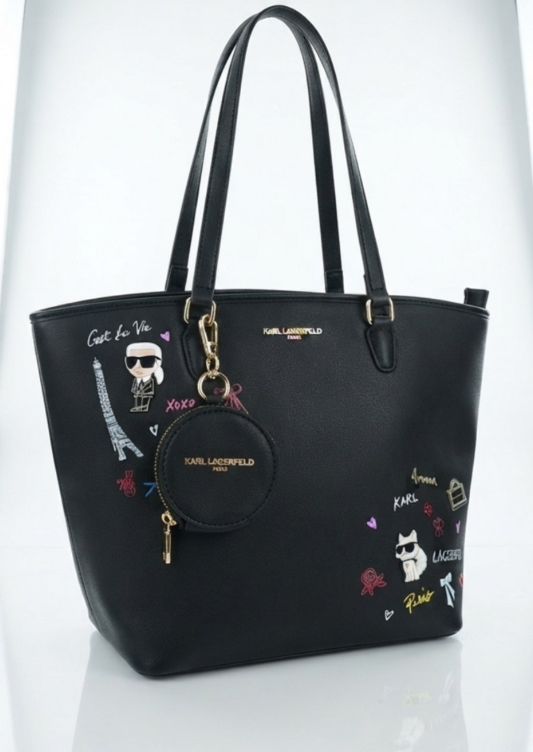 Karl Lagerfeld Paris Nouveau Tote Bag with Pouch Charm - Image 2