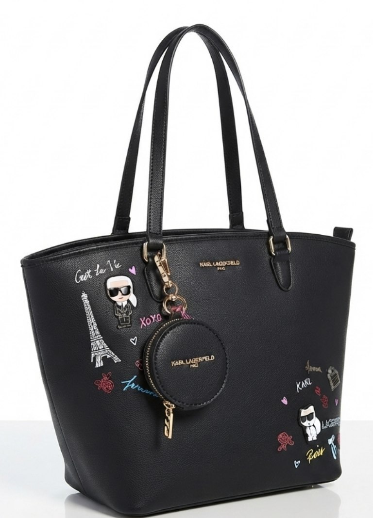 Karl Lagerfeld Paris Nouveau Tote Bag with Pouch Charm - Image 4