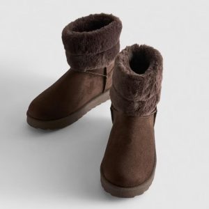 Faux Fur Trim Snug Ankle Boots