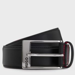 Patent-leather belt with red lining