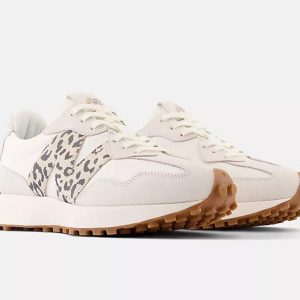 New Balance 327 animal trainers in off white and leopard