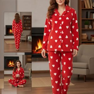 Sweet Heart  Velvet Pajama Set
